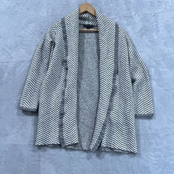 LOFT Sweaters - Ann Taylor LOFT Sweater Open Cardigan Wool Blend  Womens S Geometric Gray